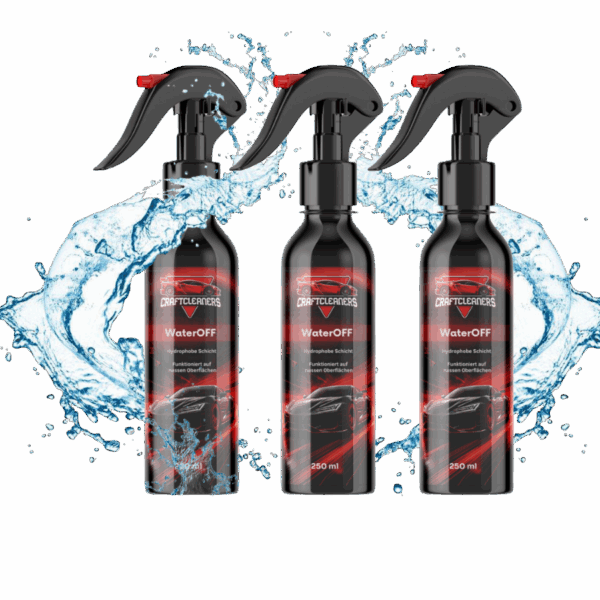 WaterOFF Paket X3 – Unsichtbarer Scheibenwischer, hydrophobe Beschichtung für Glas und Spiegel